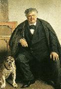 carl locher med sin hund tiger Michael Ancher